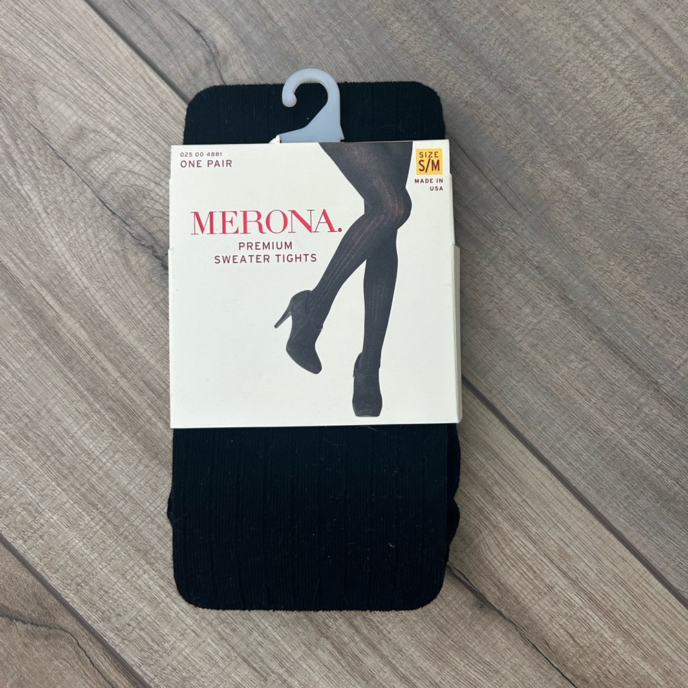 NWT Women’s Black Merona Premium Sweater Tights - Size S/M